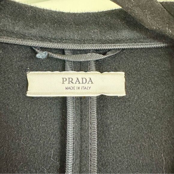 Prada Black Wool Double Breasted Pea Coat - Picture 6 of 15